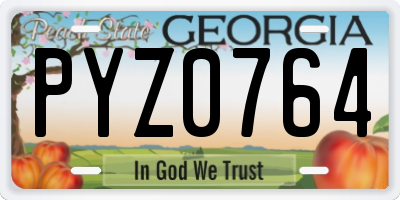 GA license plate PYZ0764