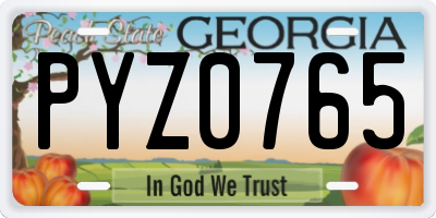 GA license plate PYZ0765