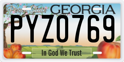 GA license plate PYZ0769