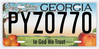 GA license plate PYZ0770