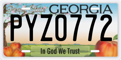 GA license plate PYZ0772