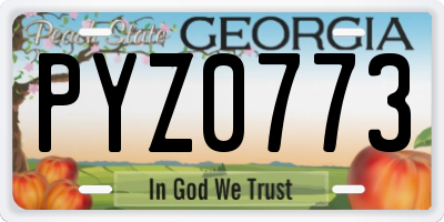 GA license plate PYZ0773