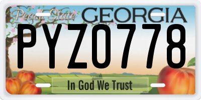 GA license plate PYZ0778