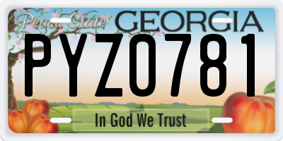 GA license plate PYZ0781