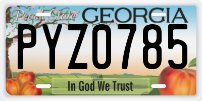 GA license plate PYZ0785