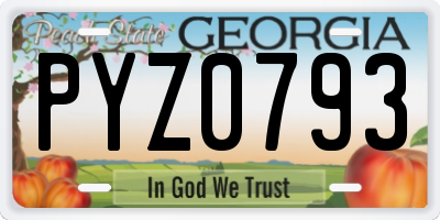 GA license plate PYZ0793