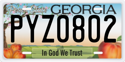 GA license plate PYZ0802