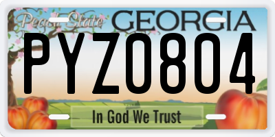 GA license plate PYZ0804