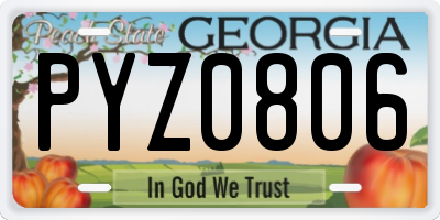 GA license plate PYZ0806