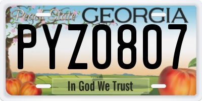 GA license plate PYZ0807