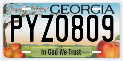 GA license plate PYZ0809