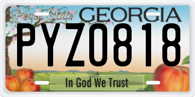 GA license plate PYZ0818