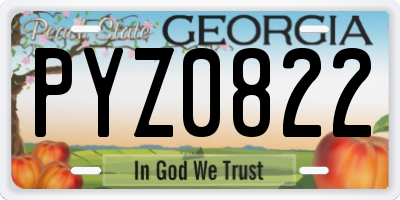 GA license plate PYZ0822