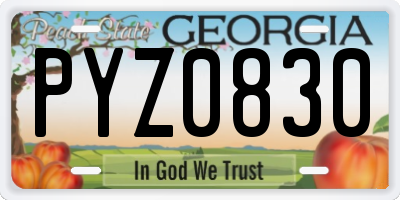 GA license plate PYZ0830
