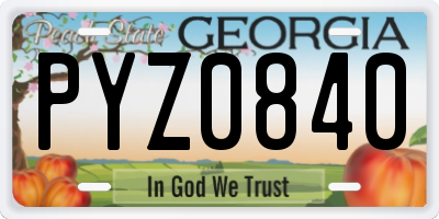 GA license plate PYZ0840