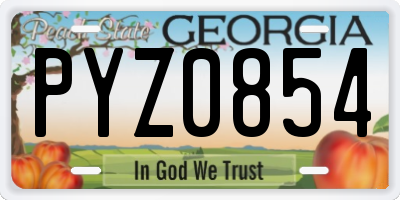 GA license plate PYZ0854