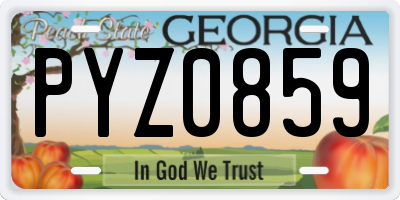 GA license plate PYZ0859