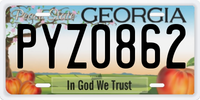 GA license plate PYZ0862