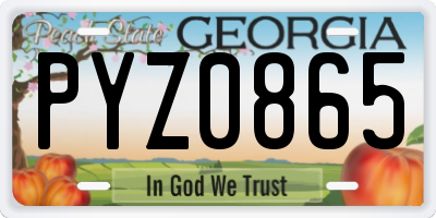 GA license plate PYZ0865