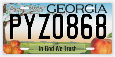 GA license plate PYZ0868