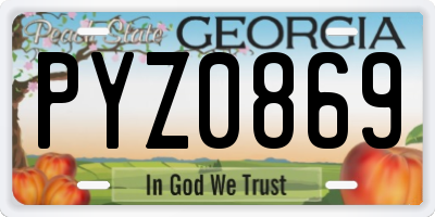 GA license plate PYZ0869