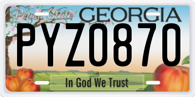 GA license plate PYZ0870