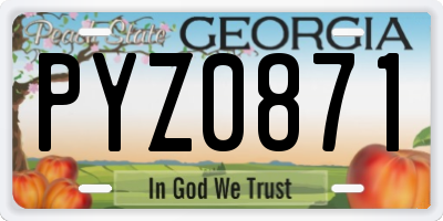 GA license plate PYZ0871