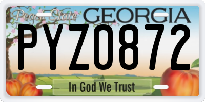 GA license plate PYZ0872
