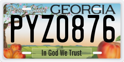 GA license plate PYZ0876