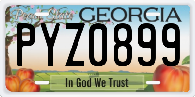 GA license plate PYZ0899
