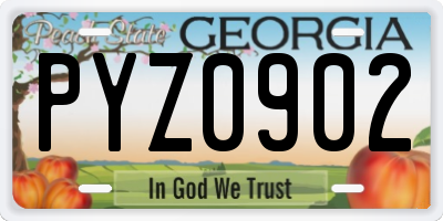 GA license plate PYZ0902