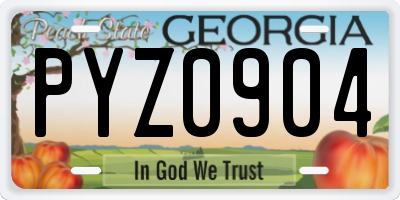 GA license plate PYZ0904