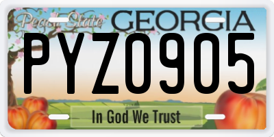 GA license plate PYZ0905