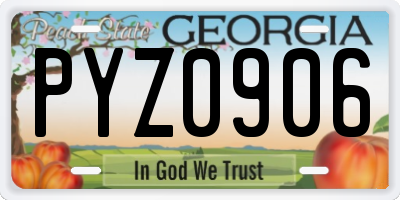 GA license plate PYZ0906