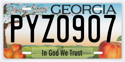 GA license plate PYZ0907