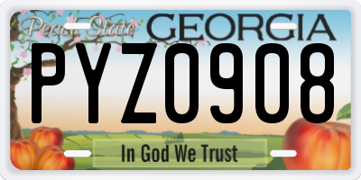 GA license plate PYZ0908