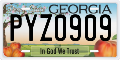 GA license plate PYZ0909