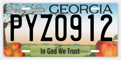 GA license plate PYZ0912