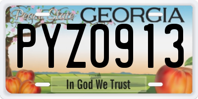 GA license plate PYZ0913