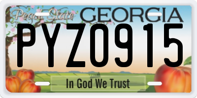 GA license plate PYZ0915