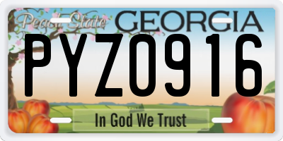 GA license plate PYZ0916