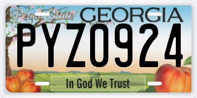 GA license plate PYZ0924