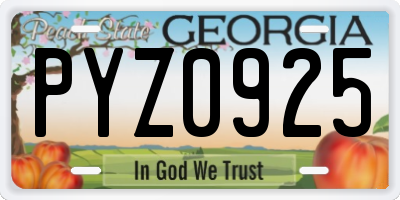 GA license plate PYZ0925