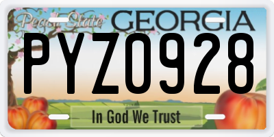 GA license plate PYZ0928