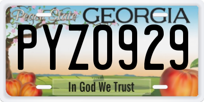 GA license plate PYZ0929