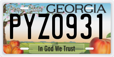 GA license plate PYZ0931