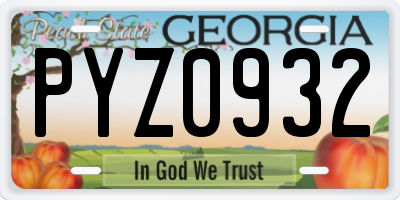 GA license plate PYZ0932