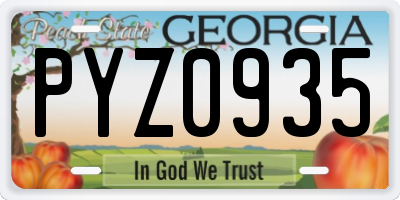 GA license plate PYZ0935