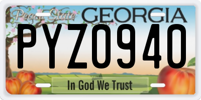 GA license plate PYZ0940
