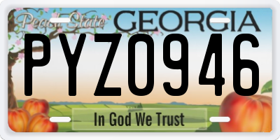 GA license plate PYZ0946